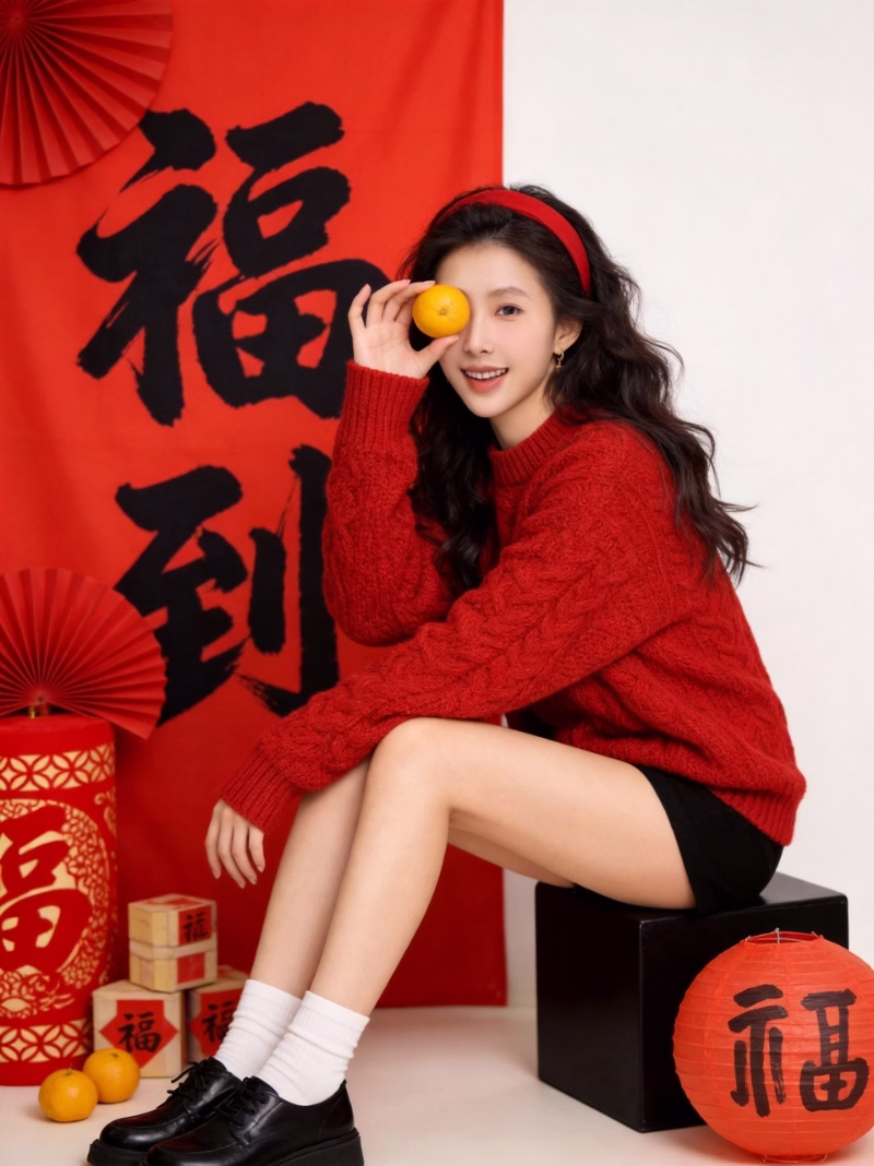 使用言影AI生成的2026春联合拍写真