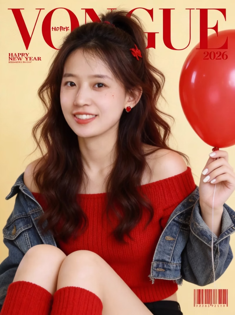 使用言影AI生成的2026新年牛仔混搭写真