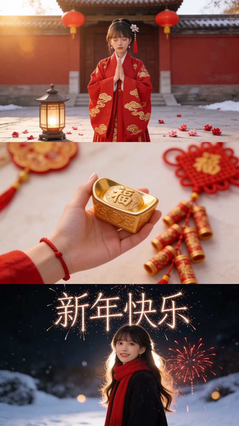 使用言影AI生成的2026新年三宫格