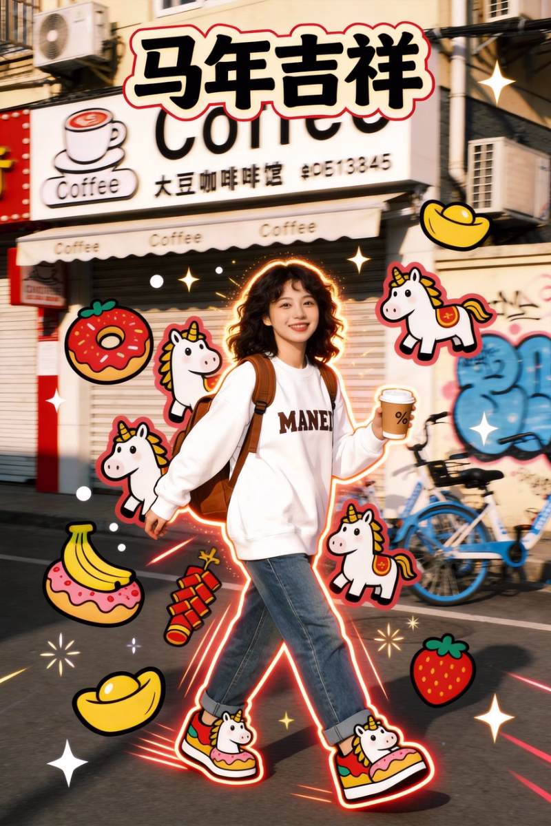 使用言影AI生成的2026马年吉祥拼贴照