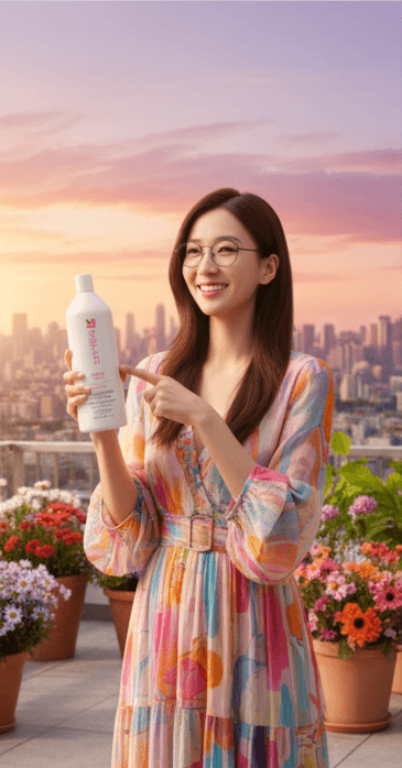 AI为洗发水生成的模特场景图